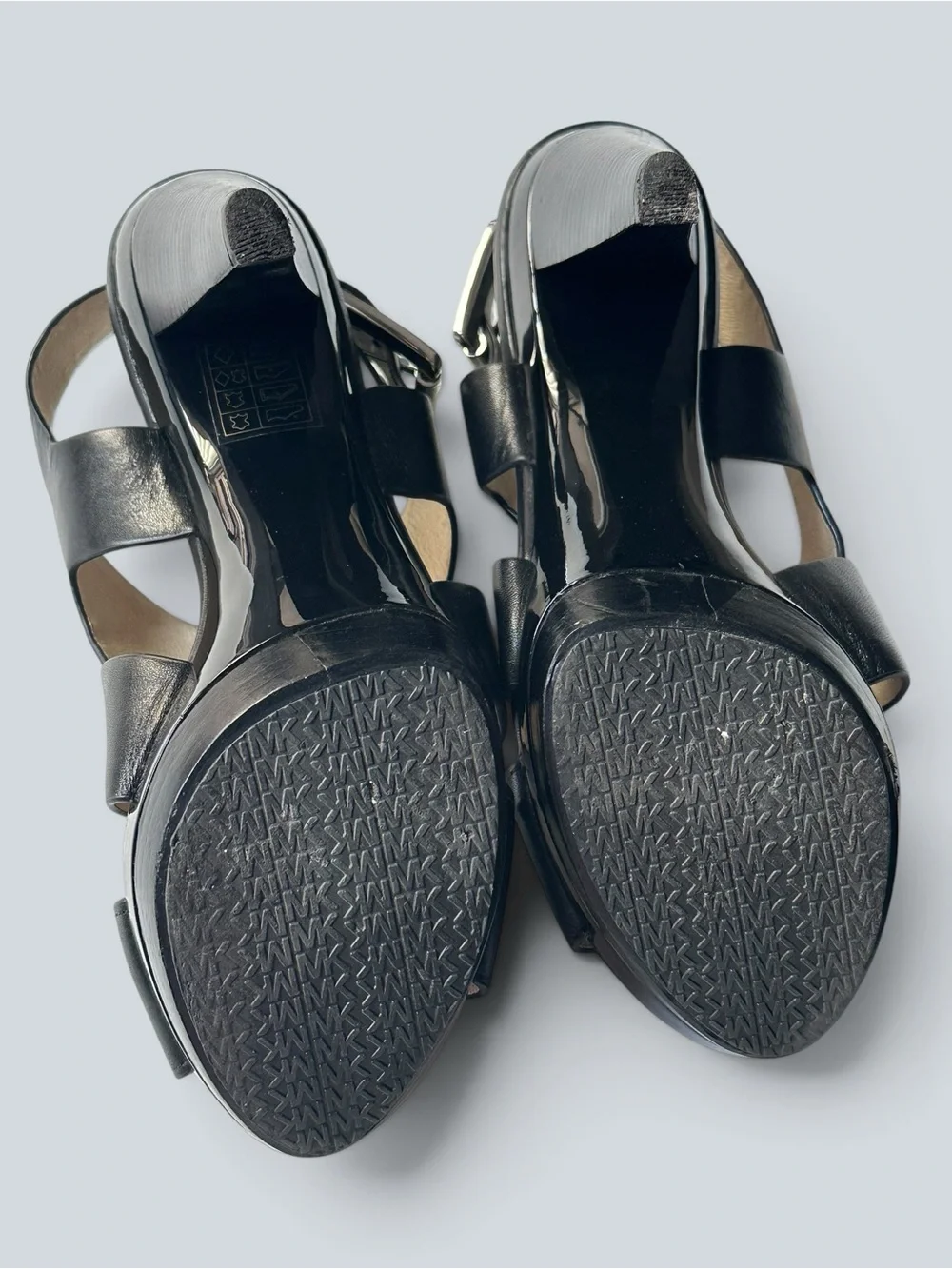 Michael Kors Black Leather Platform High Heel Sandals